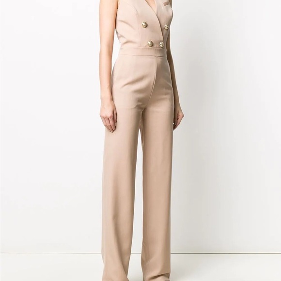 BALMAIN SLEEVELESS BUTTONED V-NECK JUMPSUIT - Picture 2 of 4